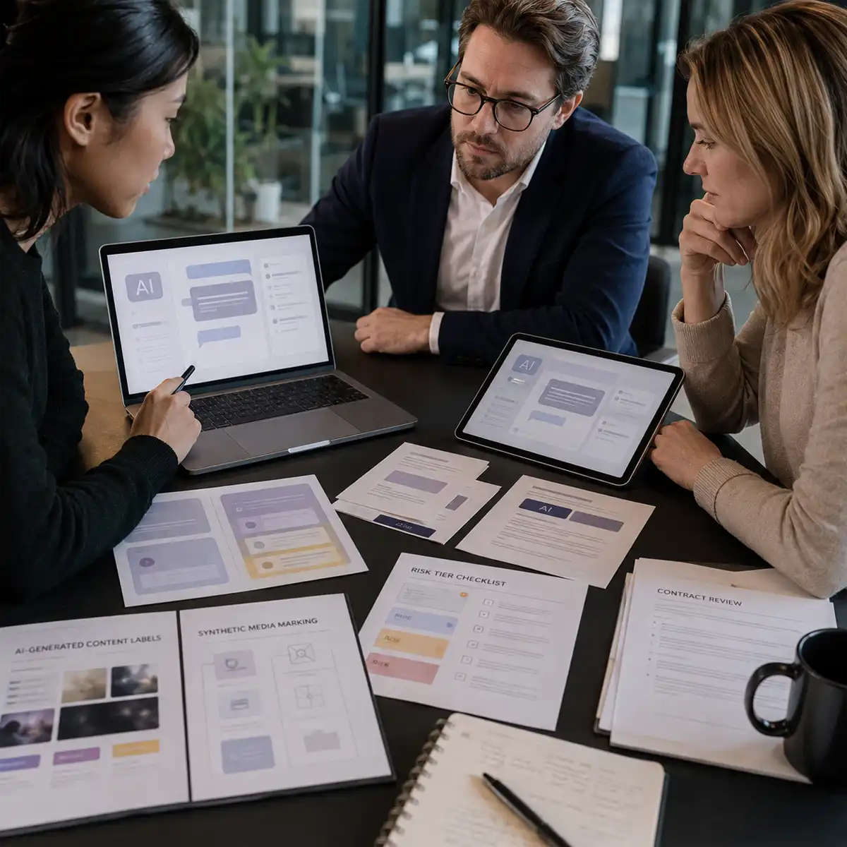 AI Act Compliance Checker Tool EU AI Act compliance checker tool interface showing risk tier classification for high-risk AI systems used by UK businesses