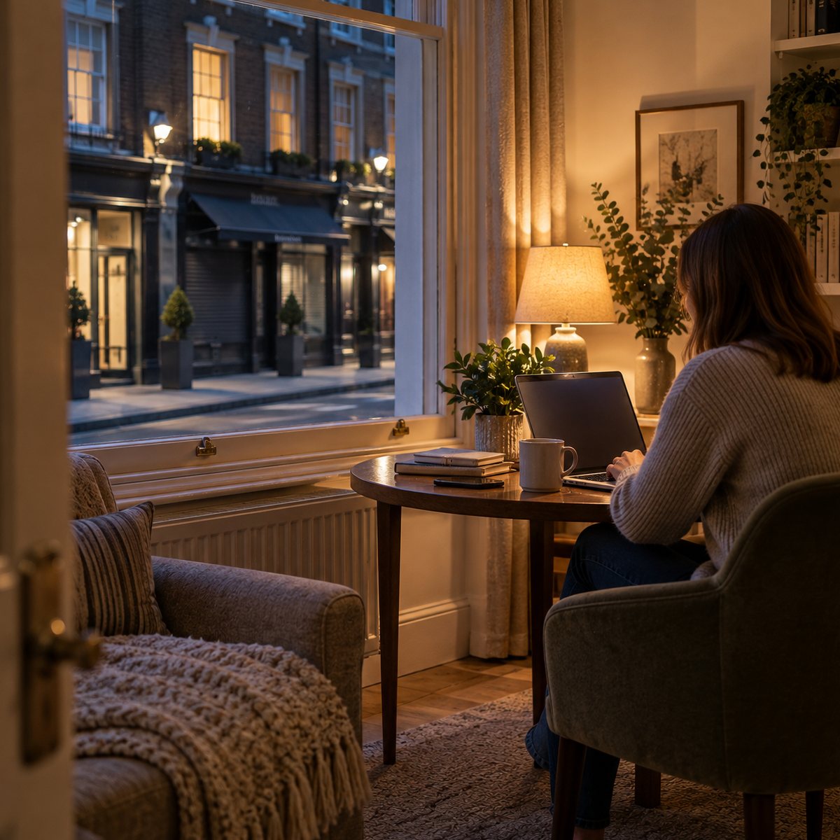 Impulse Spending on Smartphone at Night Smartphone screen glowing in the dark showing an online shopping app, representing late-night online shopping impulse spending in the UK